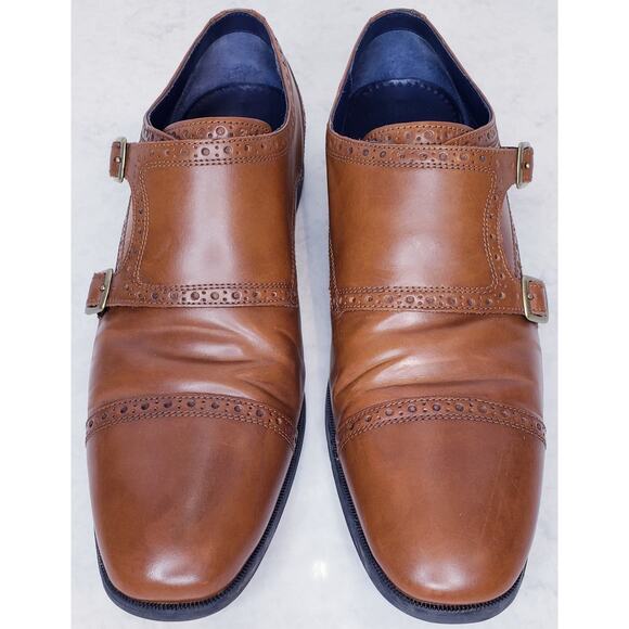COLE HAAN Grand. OS Double Monk Strap Dress Shoes Brown Leather Men's Size 11 M - Picture 6 of 16